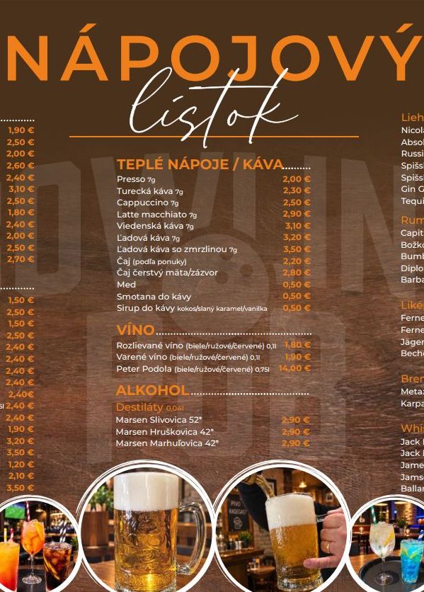 n�poje Bowling Pub Lokomotiva Ko�ice